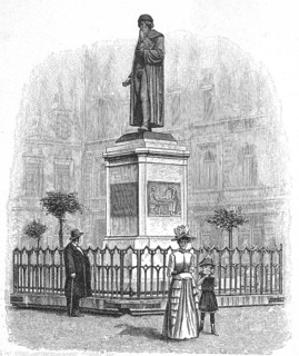 The Gutenberg monument in Mainz in 1890, Rhineland-Palatinate, Germany, digital reproduction of an