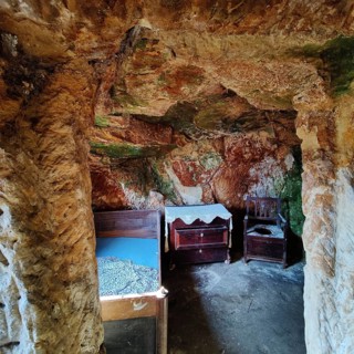 Cave flats in Langenstein, district of Halberstadt, Harz county, Saxony-Anhalt, Germany, Europe