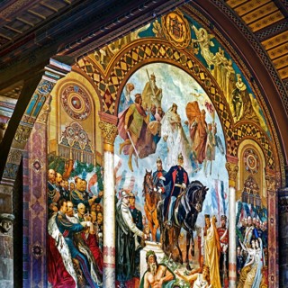 Central triptych with the Apotheosis of the Founding of the Empire by Hermann Wislicenus, mural,