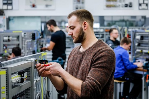 Remscheid, North Rhine-Westphalia, Germany - Trainees in electrical professions, an industrial