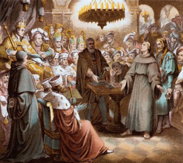 Imperial Diet of Worms in 1521, Luther is to recant his theses in front of Emperor Charles V and