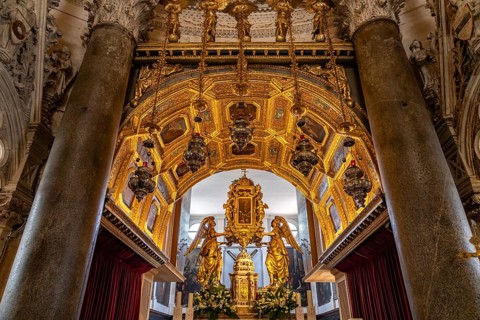 Main altar in the interior of the Cathedral of St Domnius in Split, Croatia, Europe