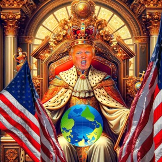 Symbolic image, King Donald, world upside down, Donald Trump sees himself as a majesty above the