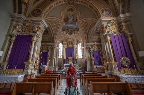 Palmesel decorated for the Palmesel procession, tradition since the 18th century, Parish Church of