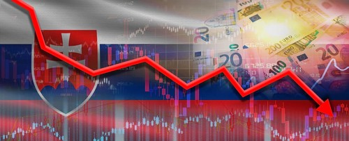 Slovakia financial crisis on economic graph. Financial fall of Slovakia on economy market