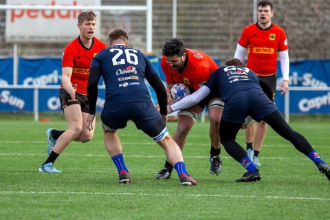 Rugby: Germany against MKS Pogon Awenta Siedlce, Poland in Heidelberg (test match of the German