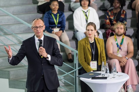 Friedrich Merz (CDU), Chancellor of the Federal Republic of Germany, at the opening statement for