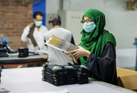 Employees of Inter Market Knit Private Limited producing socks. Lahore, 22.08.2024. Photographed on
