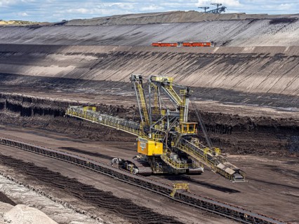 Brown coal mining operations at Welzow Süd, one of the largest operational German open cast brown
