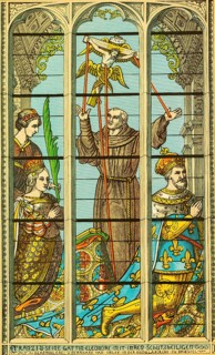 Francis I, the French knight-king, and his wife Eleanor, stained glass in the Gudal Church,