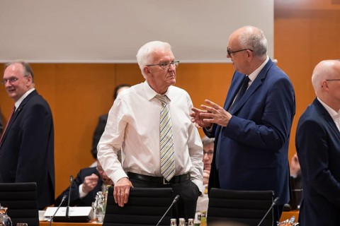 Andreas Bovenschulte (Mayor of Bremen, SPD) and Winfried Kretschmann (Minister-President of