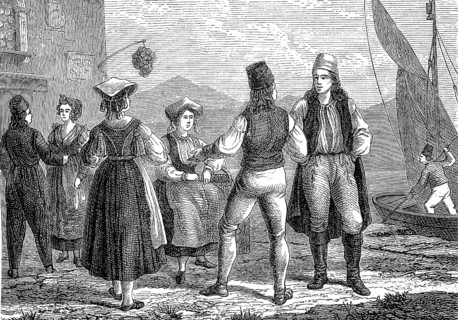 People in traditional costumes from Istria, then Italy, around 1860, Historical, digital
