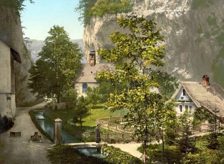 The Hermitage near Solothurn in Switzerland, Historical, digitally restored reproduction from a
