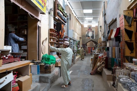 Souk or Soug or market in the old town of Nizwa, ad-Dachiliyya region, Oman, Asia