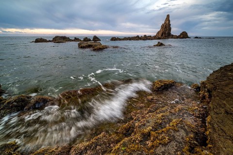 Rocky coast, Cabo de Gata-Nijar Natural Park, Almeria, Andalusia, Spain, Europe