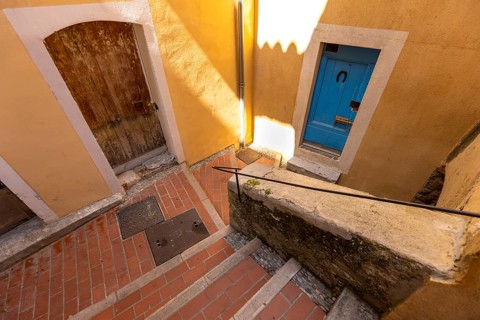 France, French Riviera, scenic Menton old city streets in historic center, Europe