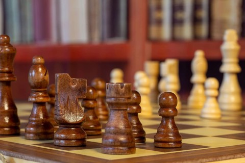 Close-up of a chess set