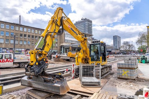 Construction site at the main railway station, for the new Citybahn, a new tram line over 5 km