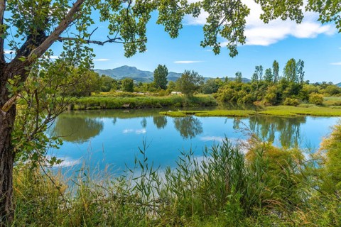 Beautiful landscape in the Jaizubia marsh in the town of Hondarribia or Fuenterrabia in Gipuzkoa.