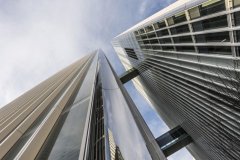 Modern architecture, high-rise buildings, Roche Towers, architects Herzog and de Meuron, Basel,