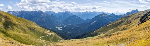 Alpine panorama, view from the Carnic main ridge to the Sesto Dolomites, Carnic Alps, Carinthia,