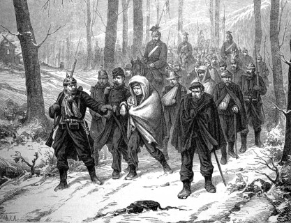 Transport of prisoners after the capture of Mezieres, German-French War, 1871, France, Historical,