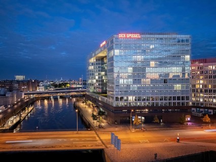 Aerial view of Spiegel Haus zur Blauen Stunde, Hamburg, Germany, Europe