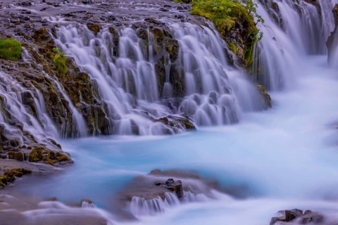 Bruarfoss, blue water, waterfall, Iceland, Europe
