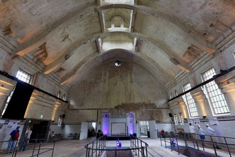 Old sewage treatment plant, former flood pumping and sewage treatment plant from 1910, main hall