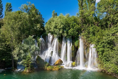 Roski Slap waterfall, Krka National Park, Dalmatia, Croatia, Europe