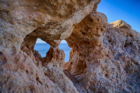 Eyes, Algar Seco rock formation, coloured rocks and underground caves, caves, shell limestone,