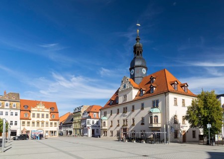 Town hall on the market square, Borna, Saxony, Germany, Europe