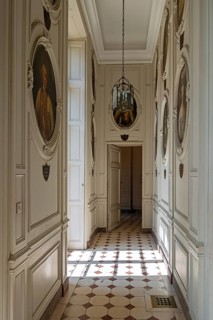 La Galerie, gallery with painted portraits at Château de Bel?il, castle in Beloeil and residence of