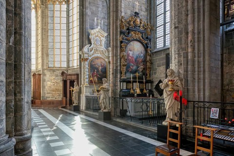 Gothic St. Nicholas Church, Lateral chapels, Ghent, Flanders, Belgium, Europe