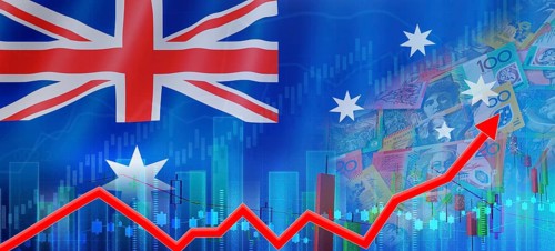 Australian financial growth concept, economic recovery. Growth of Australia economy on the
