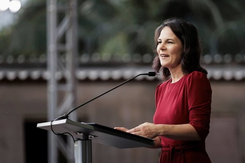 Annalena Bärbock (Alliance 90/The Greens), Federal Foreign Minister, during a speech and reception