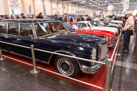 Visitors to Techno Classica take a look at a Mercedes Benz 600. Techno Classica is the trade fair