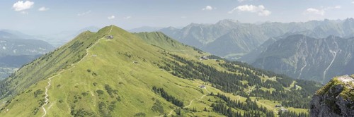 Panorama from the Kanzelwand, 2058m to the Fellhorn, 2038m, Oberallgäu, Allgäu, Bavaria, Germany,
