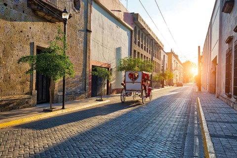 Guadalajara streets in city's historic center (Centro Historico)