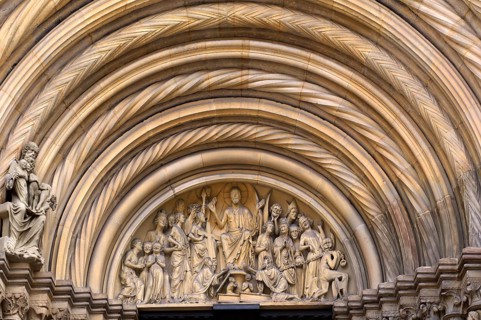 Depiction of the Last Judgement in the tympanum, princely portal, main portal, Bamberg Cathedral of