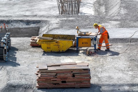 Construction site Construction worker Circular saw