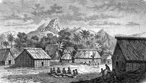 Levuka village on the island of Ovalau, Fiji Islands, Fiji, in 1880, Historical, digital