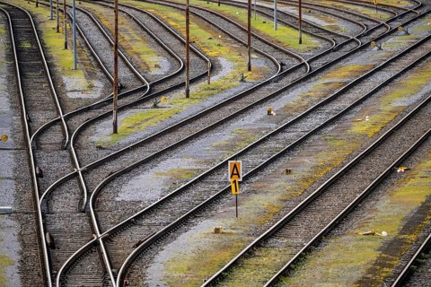 Track systems, shunting tracks, sidings, branches, the Mülheim-Styrum marshalling yard, on the