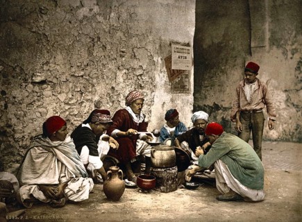 A Travelling Cook, Kairwan, Kairouan, Tunisia, c. 1895, Historic, digitally restored reproduction