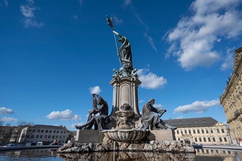 Frankoniabrunnen, neo-baroque, created in 1894, fountain figures and figure of Frankonia with the