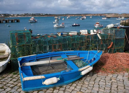 Sagres, Algarve, Portugal - Colourful fishing boats in the fishing port of Sagres