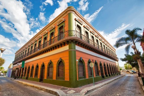 Mexico, Mazatlan, Colorful old city streets in historic city center, Central America