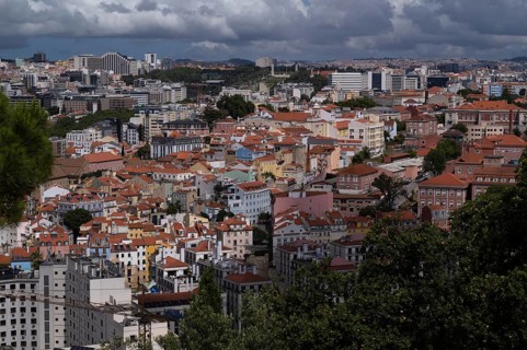 View from Castelo de São Jorge to old town, City view, Lisbon, Portugal, Europe