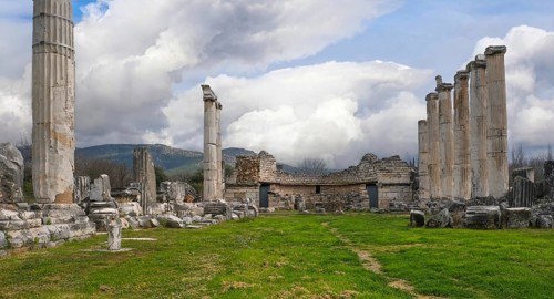 Excavation site site of the ancient city of Aphrodisias, Temple of Aphrodite, today's city of