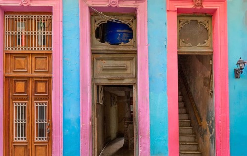Scenic colorful Old Havana streets in historic city center (Havana Vieja) near Paseo El Prado and